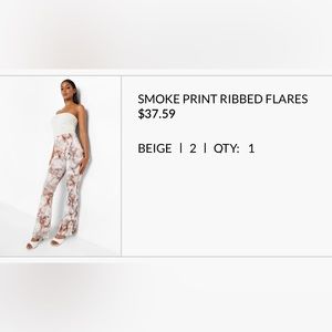 Smoke Print Ribbed Flare Pants
